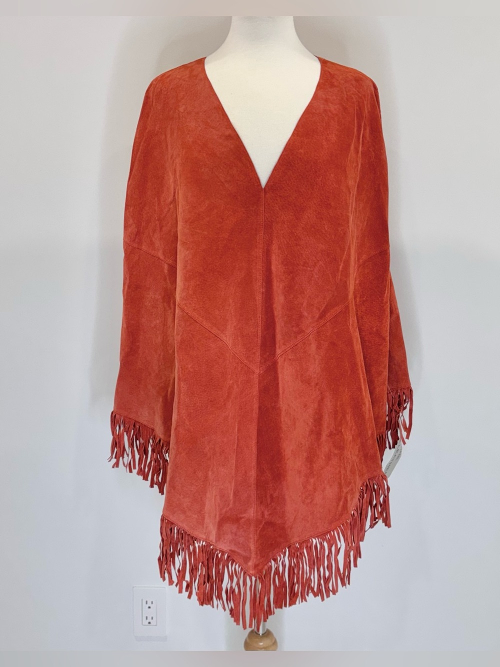 MetroStyle terracotta suede poncho, NWT